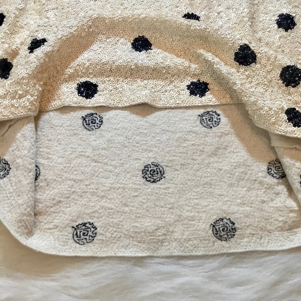 J. Crew Sequin Ivory and Black Polka Dot Top - Picture 14 of 16